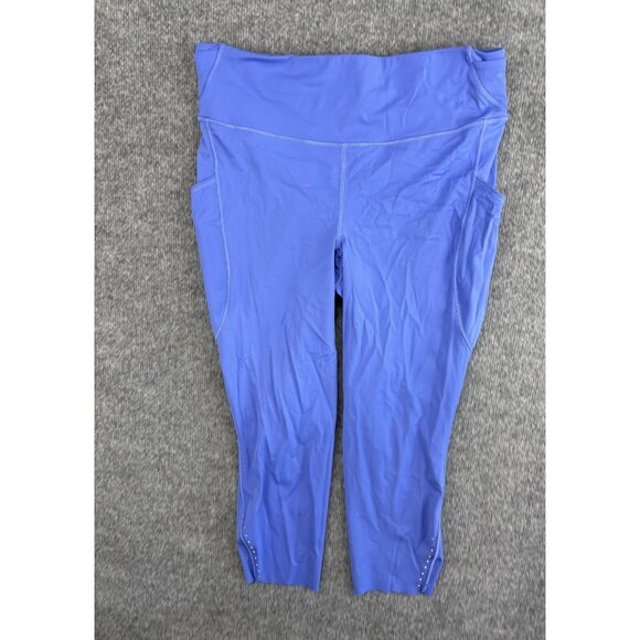 Lululemon Pants Womens 14 Purple High Rise Crop Athletic Yoga Pockets Reflective - Picture 1 of 7